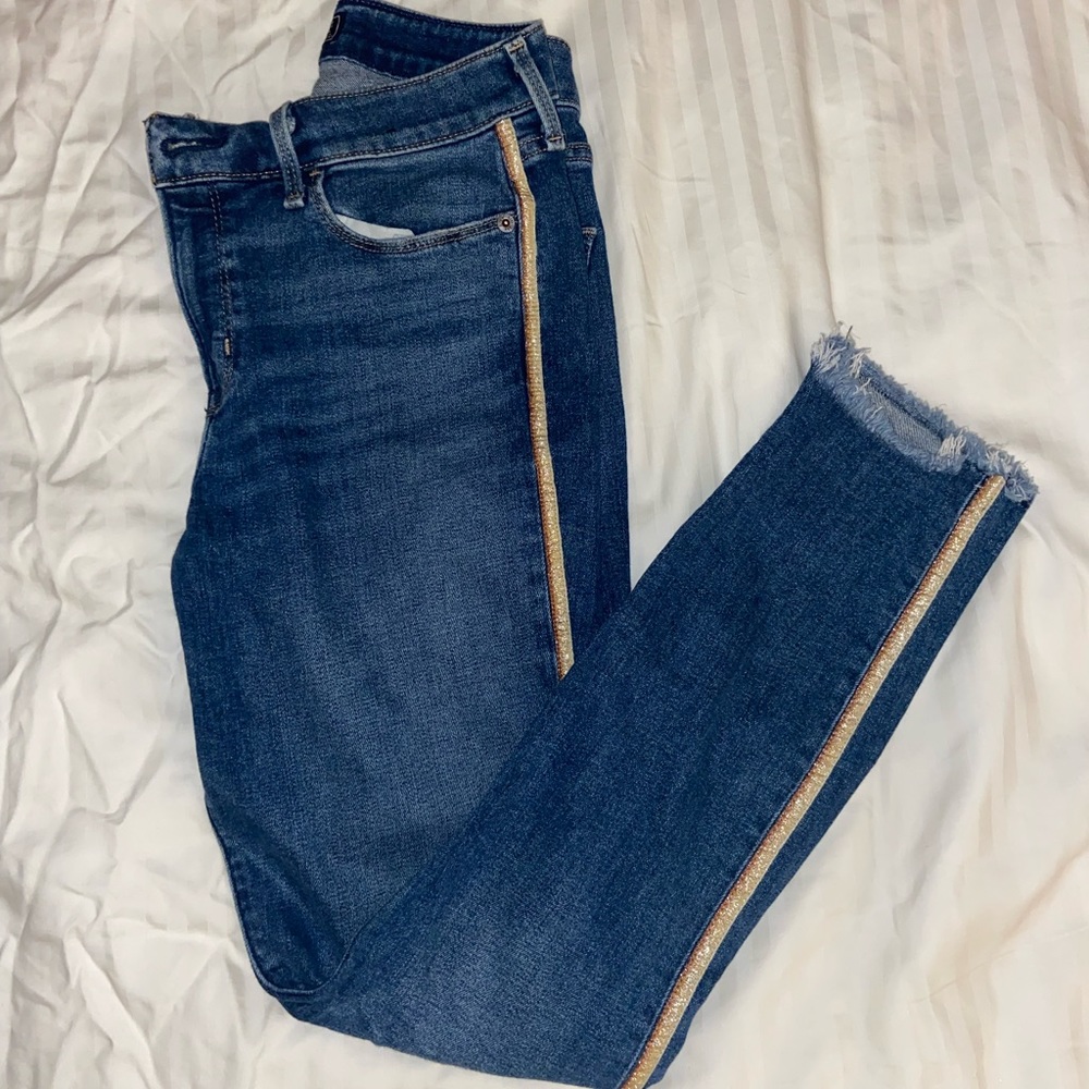 A&F Striped Straight Leg Jeans
